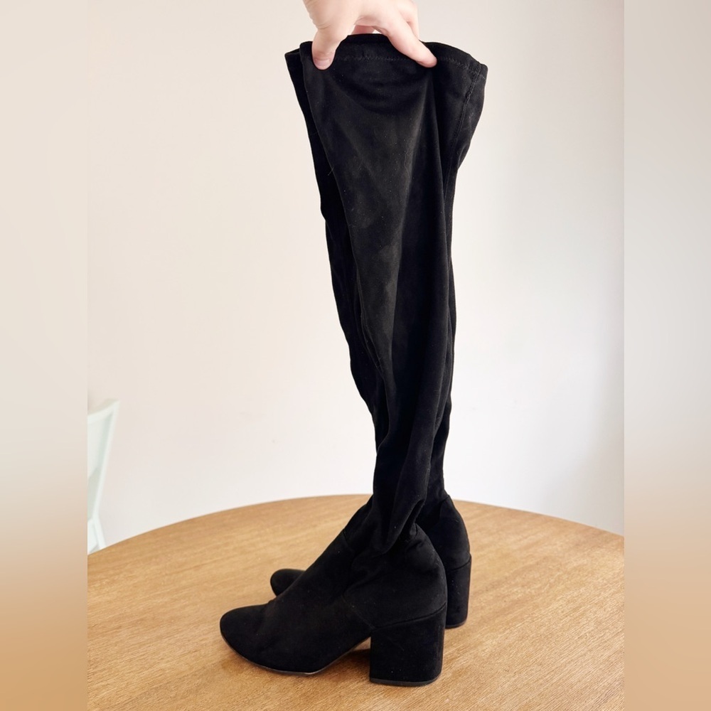 Dolce Vita Black Suede-Look Over-the-Knee Boots Womens 8.5